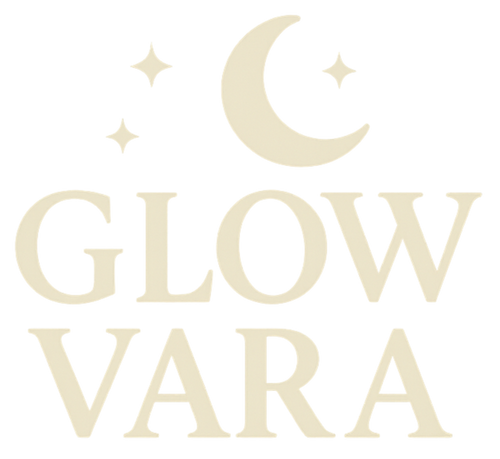 Glowvara logo with a moon and stars on a transparent background